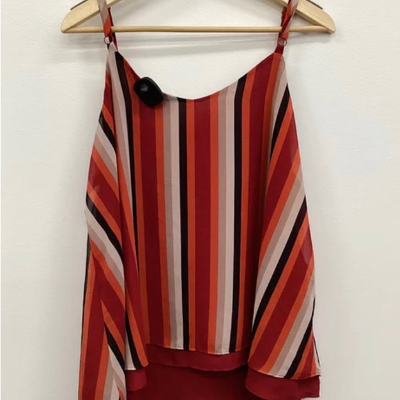 Torrid Multi Stripe Chiffon Double Layer Swing Tank - Picture 2 of 3